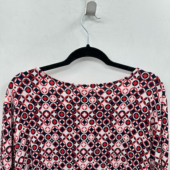 RUBY RD Red-Black bell sleeve plus size polyester stretch coastal grandma top 2X - Picture 9 of 11